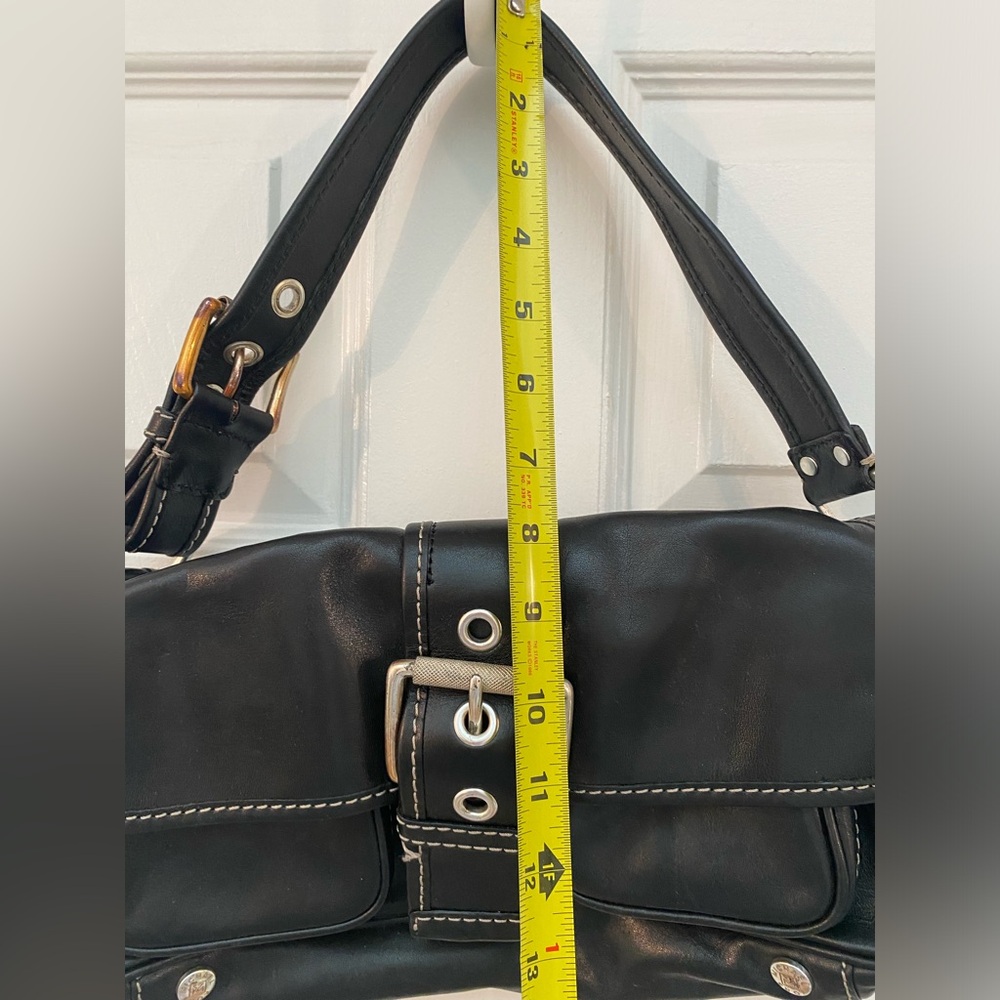 Michael Kors Black Leather Shoulder Bag with Buckle - Picture 7 of 14